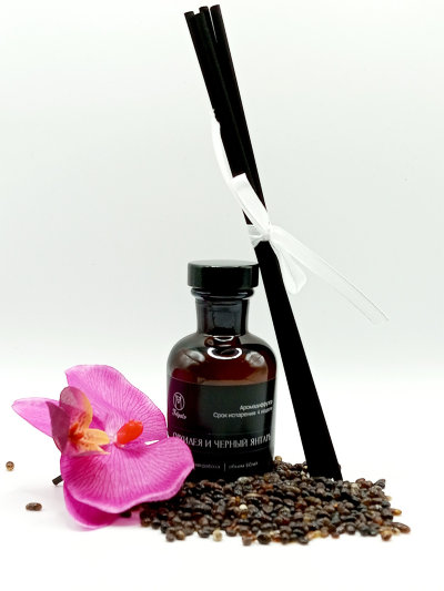 Диффузор ароматический для дома «Орхидея и Черный янтарь», освежитель парфюм декор для дома интерьера с палочками